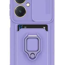 Vivo Y27 Kılıf Zuma Kartvizitli Yüzüklü Silikon - Lila-(5796)