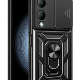 Vivo Y17S Kılıf Pars Lens Yüzüklü Silikon - Siyah-(5796)