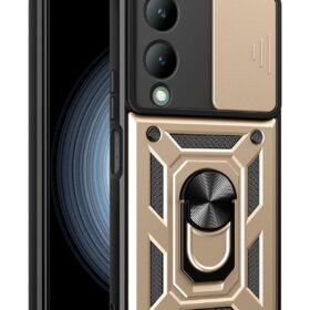 Vivo Y17S Kılıf Pars Lens Yüzüklü Silikon - Gold-(5796)