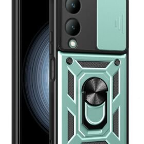 Vivo Y17S Kılıf Pars Lens Yüzüklü Silikon - Yeşil-(5796)