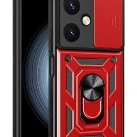 Vivo Y27 Kılıf Pars Lens Yüzüklü Silikon - Kırmızı-(5796)