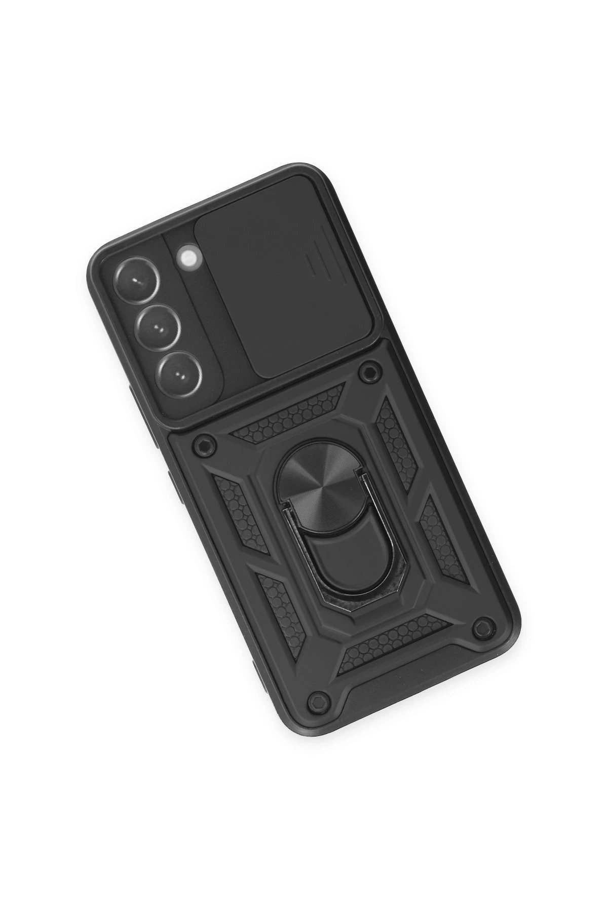 Samsung Galaxy S24 Kılıf Pars Lens Yüzüklü Silikon - Siyah-(5796) - Görsel 3