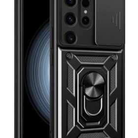 Samsung Galaxy S24 Ultra Kılıf Pars Lens Yüzüklü Silikon - Siyah-(5796)