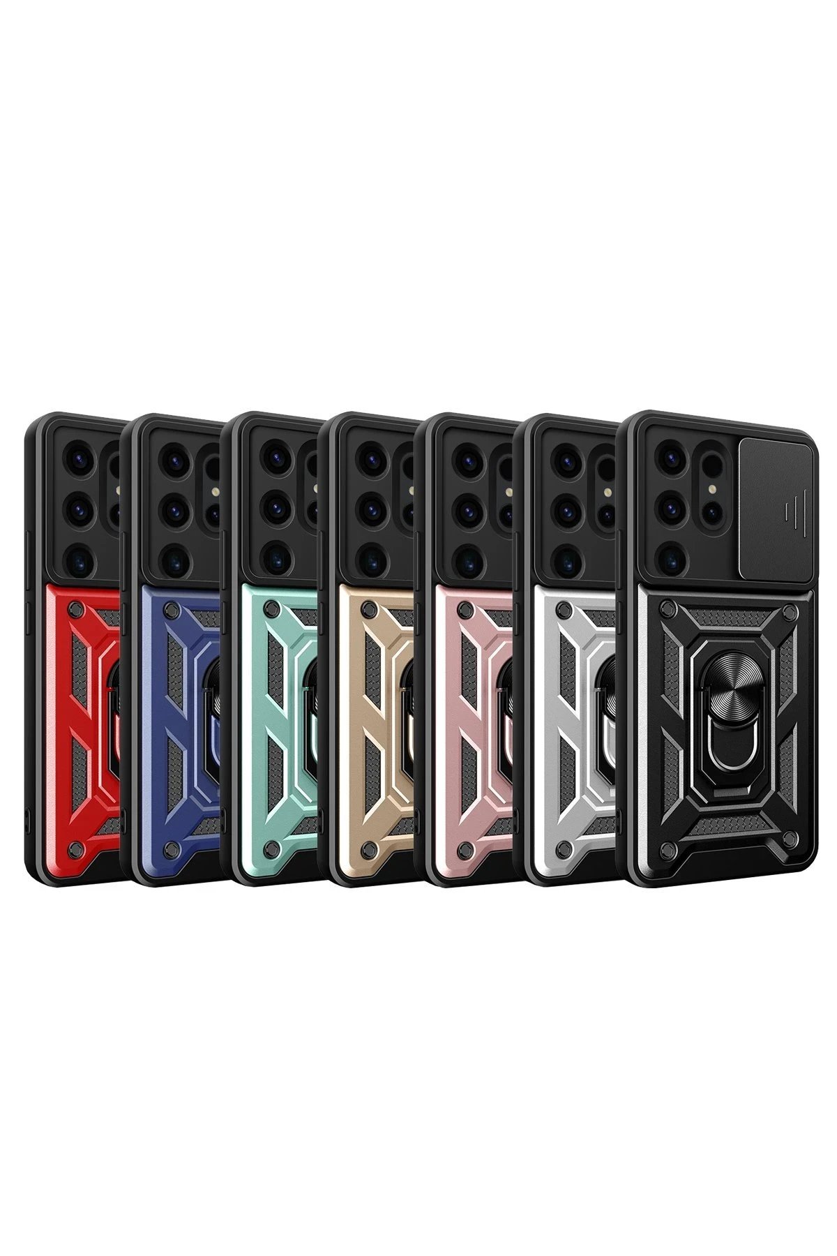 Samsung Galaxy S24 Ultra Kılıf Pars Lens Yüzüklü Silikon - Siyah-(5796) - Görsel 2