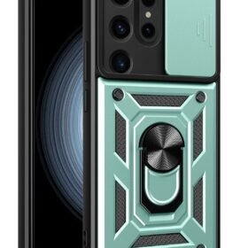 Samsung Galaxy S24 Ultra Kılıf Pars Lens Yüzüklü Silikon - Yeşil-(5796)