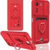Xiaomi Redmi 13C Kılıf Zuma Kartvizitli Yüzüklü Silikon - Kırmızı-(5796)