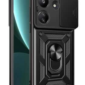 Xiaomi Redmi 13C Kılıf Pars Lens Yüzüklü Silikon - Siyah-(5796)