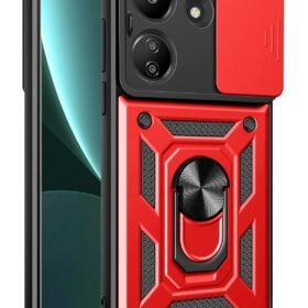 Xiaomi Redmi 13C Kılıf Pars Lens Yüzüklü Silikon - Kırmızı-(5796)