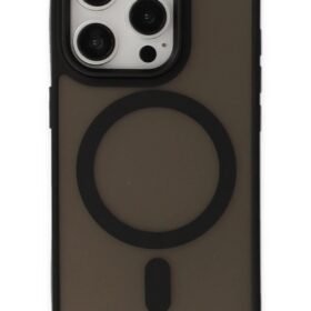iPhone 15 Pro Kılıf Oslo Magsafe Kapak - Siyah-(5796)