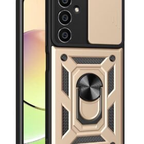 Samsung Galaxy A25 5G Kılıf Pars Lens Yüzüklü Silikon - Gold-(5796)