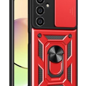 Samsung Galaxy A35 5G Kılıf Pars Lens Yüzüklü Silikon - Kırmızı-(5796)