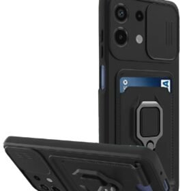 Xiaomi Redmi Note 13 4G Kılıf Zuma Kartvizitli Yüzüklü Silikon - Siyah-(5796)