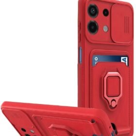 Xiaomi Redmi Note 13 4G Kılıf Zuma Kartvizitli Yüzüklü Silikon - Kırmızı-(5796)