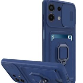 Xiaomi Redmi Note 13 4G Kılıf Zuma Kartvizitli Yüzüklü Silikon - Lacivert-(5796)