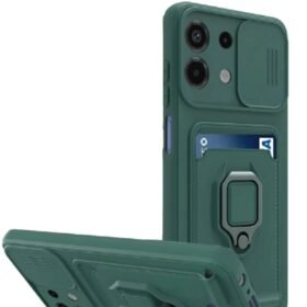 Xiaomi Redmi Note 13 4G Kılıf Zuma Kartvizitli Yüzüklü Silikon - Yeşil-(5796)