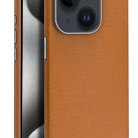 iPhone 15 Kılıf Wonder Deri Magsafe Kapak - Kahverengi-(5796)