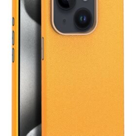 iPhone 15 Kılıf Wonder Deri Magsafe Kapak - Turuncu-(5796)