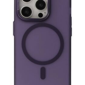 iPhone 14 Pro Frost Standlı Magsafe Kapak - Derin Mor-(5796)