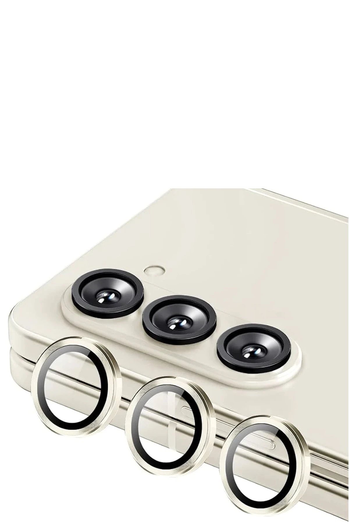 Samsung Galaxy Z Fold 5 Valdez Metal Kamera Lens - Krem-(5796)