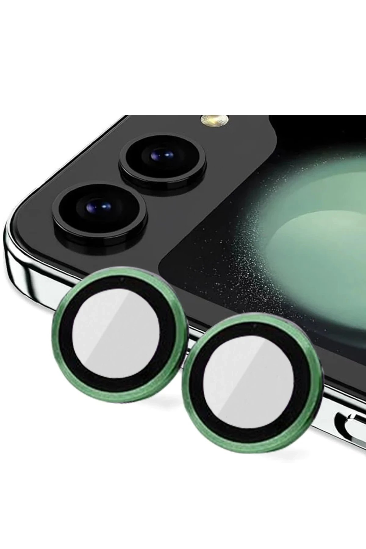 Samsung Galaxy Z Flip 5 Valdez Metal Kamera Lens - Koyu Yeşil-(5796)