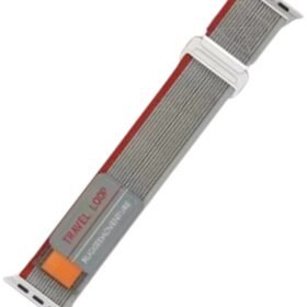 Apple Watch 38mm Alice Kumaş Kordon - Gri-Kırmızı-(5796)