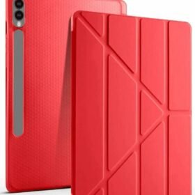 Samsung Galaxy X510 Tab S9 FE 11 Kılıf Kalemlikli Mars Tablet Kılıfı - Kırmızı-(5796)