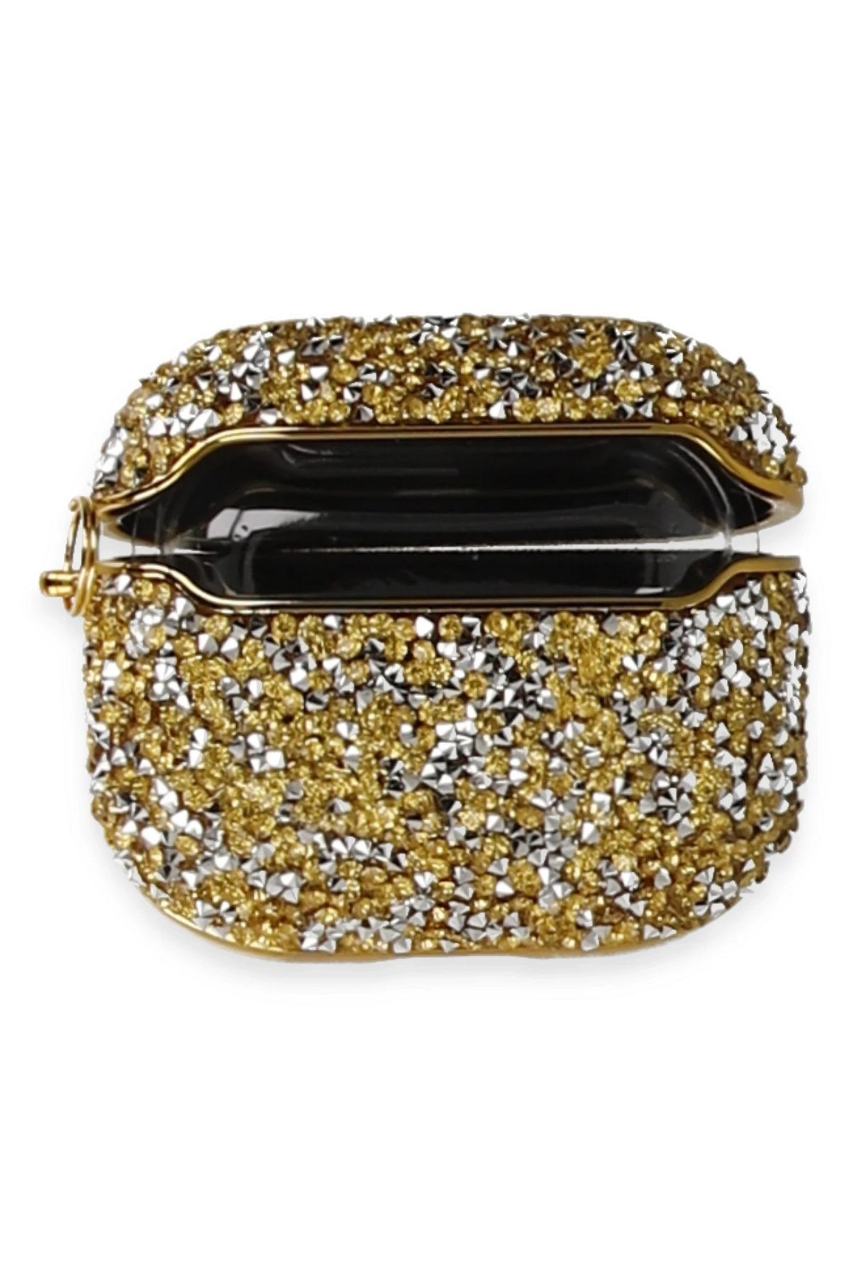 Airpods Pro (1.nesil) Mira Taşlı Kılıf - Gold-(5796)