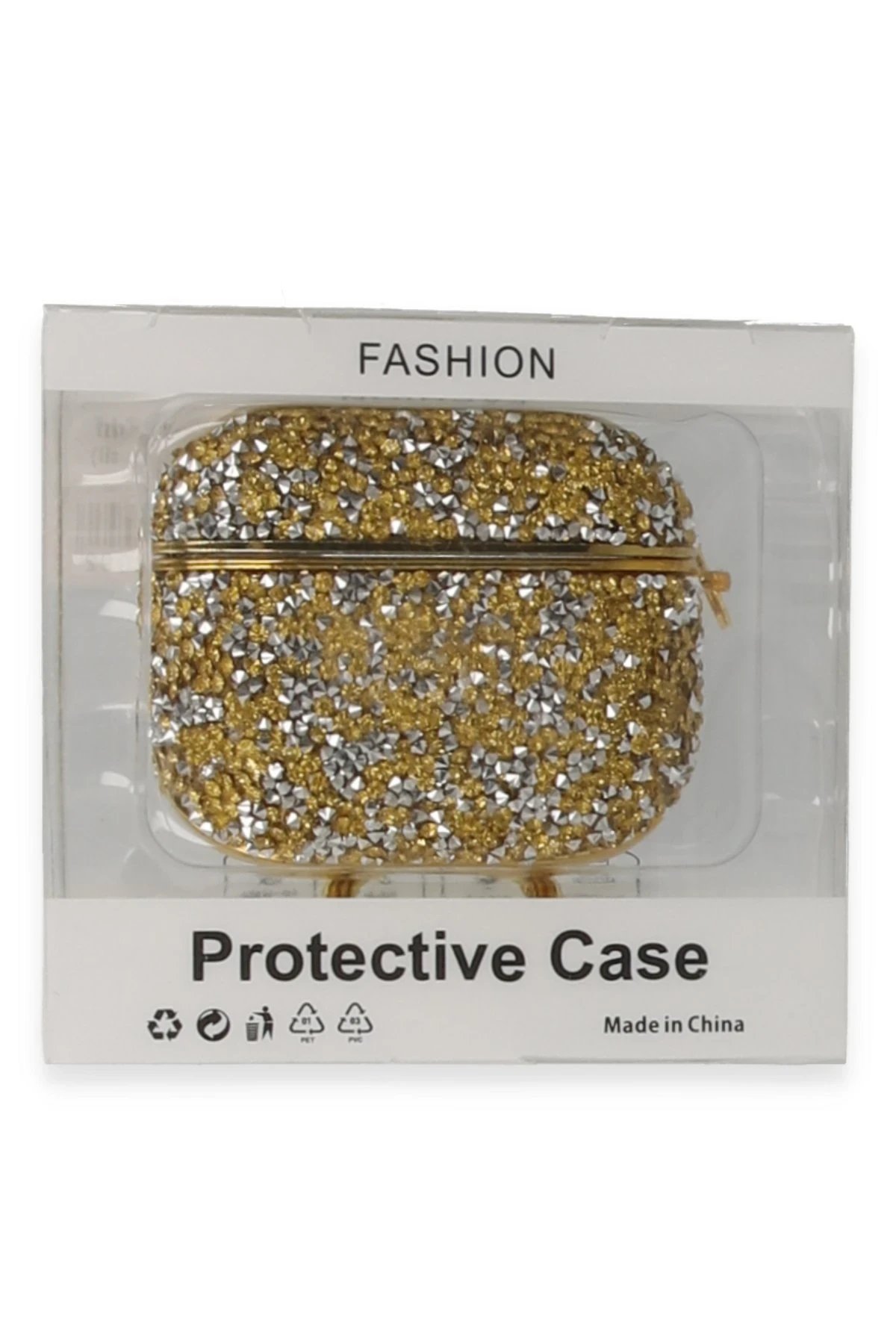 Airpods Pro (1.nesil) Mira Taşlı Kılıf - Gold-(5796) - Görsel 3