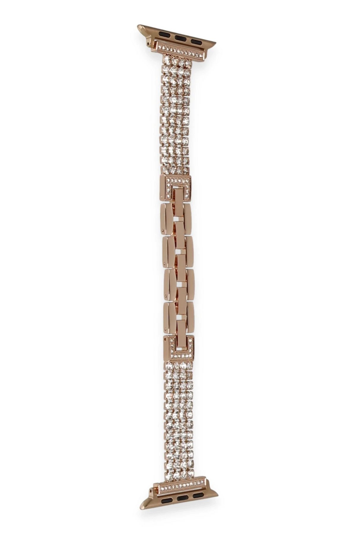 Apple Watch 38mm Live Taşlı Kordon - Rose Gold-(5796)