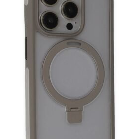 iPhone 15 Pro Zorda Airbag Magsafe Standlı Kapak - Titan Gri-(5796)