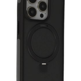 iPhone 15 Pro Max Zorda Airbag Magsafe Standlı Kapak - Siyah-(5796)