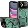 iPhone 11 Kılıf Joy Lens Standlı Kapak - Koyu Yeşil-(5796)