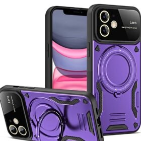 iPhone 11 Kılıf Joy Lens Standlı Kapak - Mor-(5796)