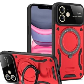 iPhone 11 Kılıf Joy Lens Standlı Kapak - Kırmızı-(5796)