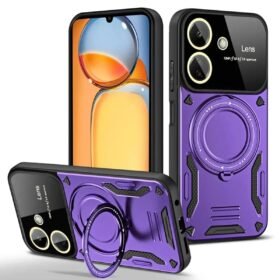 Xiaomi Redmi 13C Kılıf Joy Lens Standlı Kapak - Mor-(5796)