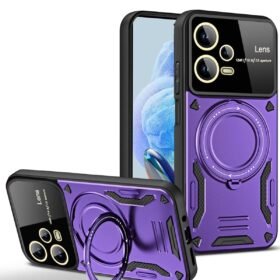 Xiaomi Redmi Note 12 Pro 5G Kılıf Joy Lens Standlı Kapak - Mor-(5796)