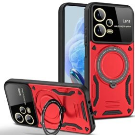 Xiaomi Redmi Note 12 Pro 5G Kılıf Joy Lens Standlı Kapak - Kırmızı-(5796)