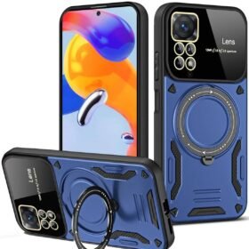Xiaomi Redmi Note 12 Pro 4G Kılıf Joy Lens Standlı Kapak - Lacivert-(5796)