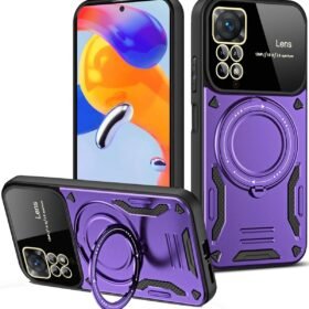 Xiaomi Redmi Note 12 Pro 4G Kılıf Joy Lens Standlı Kapak - Mor-(5796)