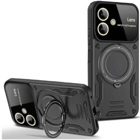 Samsung Galaxy A05 Kılıf Joy Lens Standlı Kapak - Siyah-(5796)