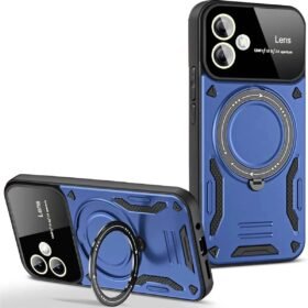 Samsung Galaxy A05 Kılıf Joy Lens Standlı Kapak - Lacivert-(5796)