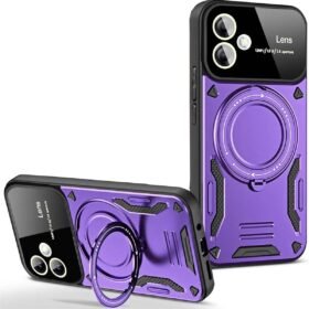 Samsung Galaxy A05 Kılıf Joy Lens Standlı Kapak - Mor-(5796)