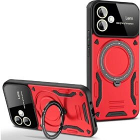 Samsung Galaxy A05 Kılıf Joy Lens Standlı Kapak - Kırmızı-(5796)