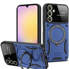 Samsung Galaxy A55 5G Kılıf Joy Lens Standlı Kapak - Lacivert-(5796)