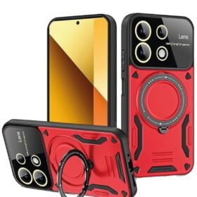 Xiaomi Redmi Note 13 4G Kılıf Joy Lens Standlı Kapak - Kırmızı-(5796)