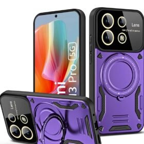 Xiaomi Redmi Note 13 Pro 4G Kılıf Joy Lens Standlı Kapak - Mor-(5796)