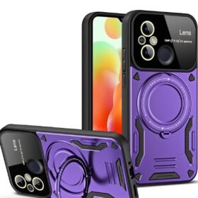 Xiaomi Redmi 12C Kılıf Joy Lens Standlı Kapak - Mor-(5796)