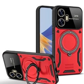 Realme C55 Kılıf Joy Lens Standlı Kapak - Kırmızı-(5796)