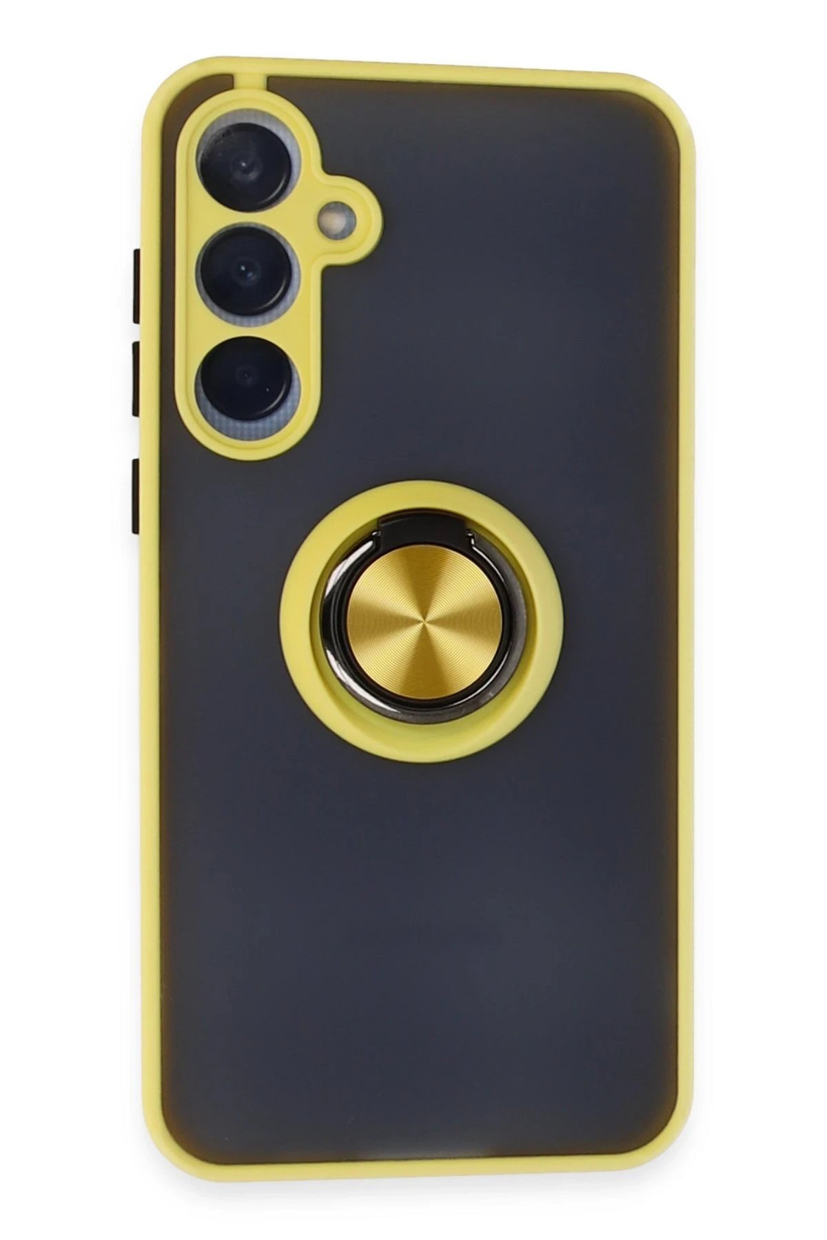 Samsung Galaxy A35 5G Kılıf Montreal Yüzüklü Silikon Kapak - Sarı-(5796)