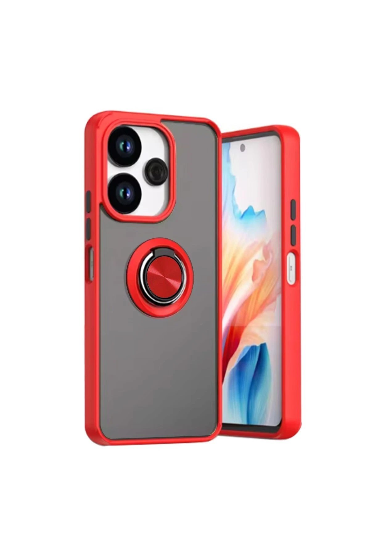 Xiaomi Redmi 13 4G Kılıf Montreal Yüzüklü Silikon Kapak - Kırmızı-(5796)